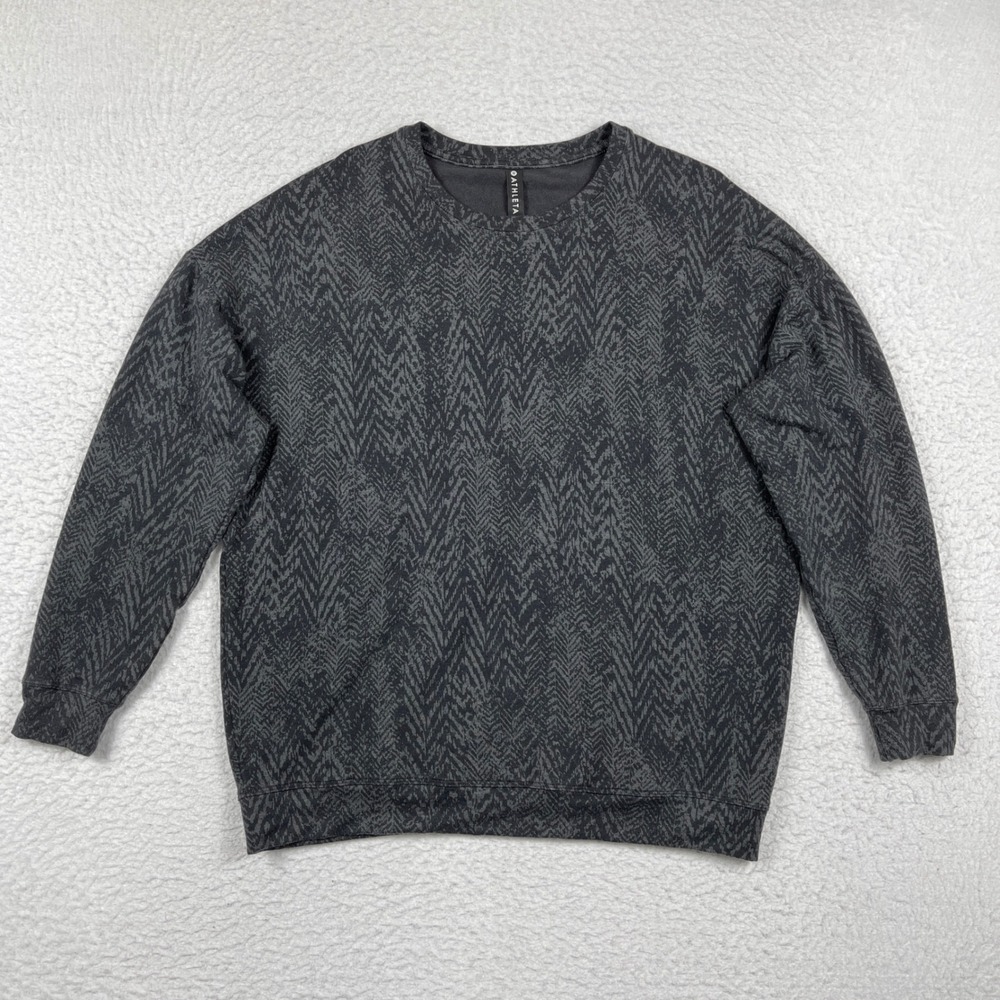 Athleta Sweatshirt Women Large Grey Abstract Mindset Pullover Gym Casual‎ Yoga